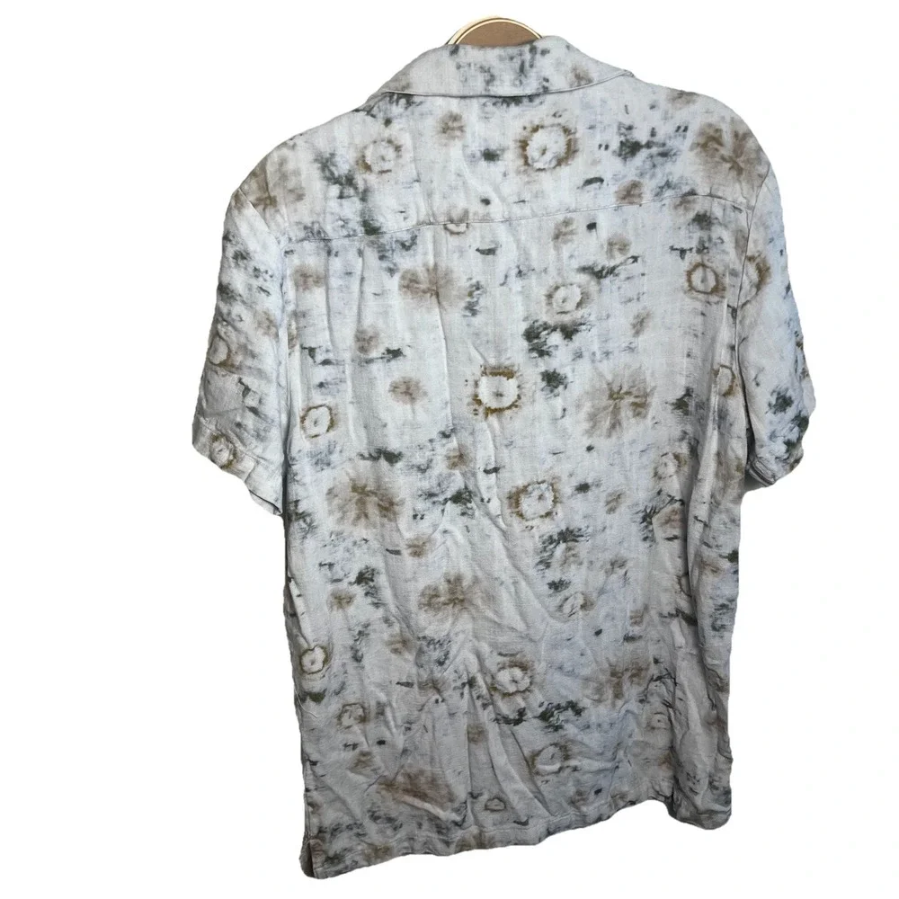 Porter & Ash Shirt Mens Small Linen Blend Toe Dye Button Up Summer Casual Resort